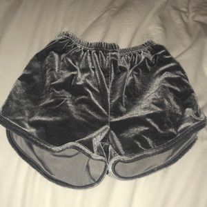 Gray velvet shorts